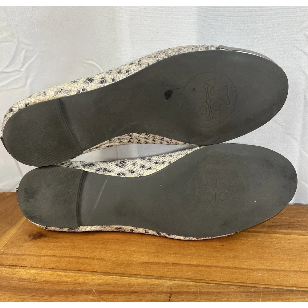 Tory Burch Snakeskin Print SZ 8 Women's Leather Cap-Toe Flats Shoes